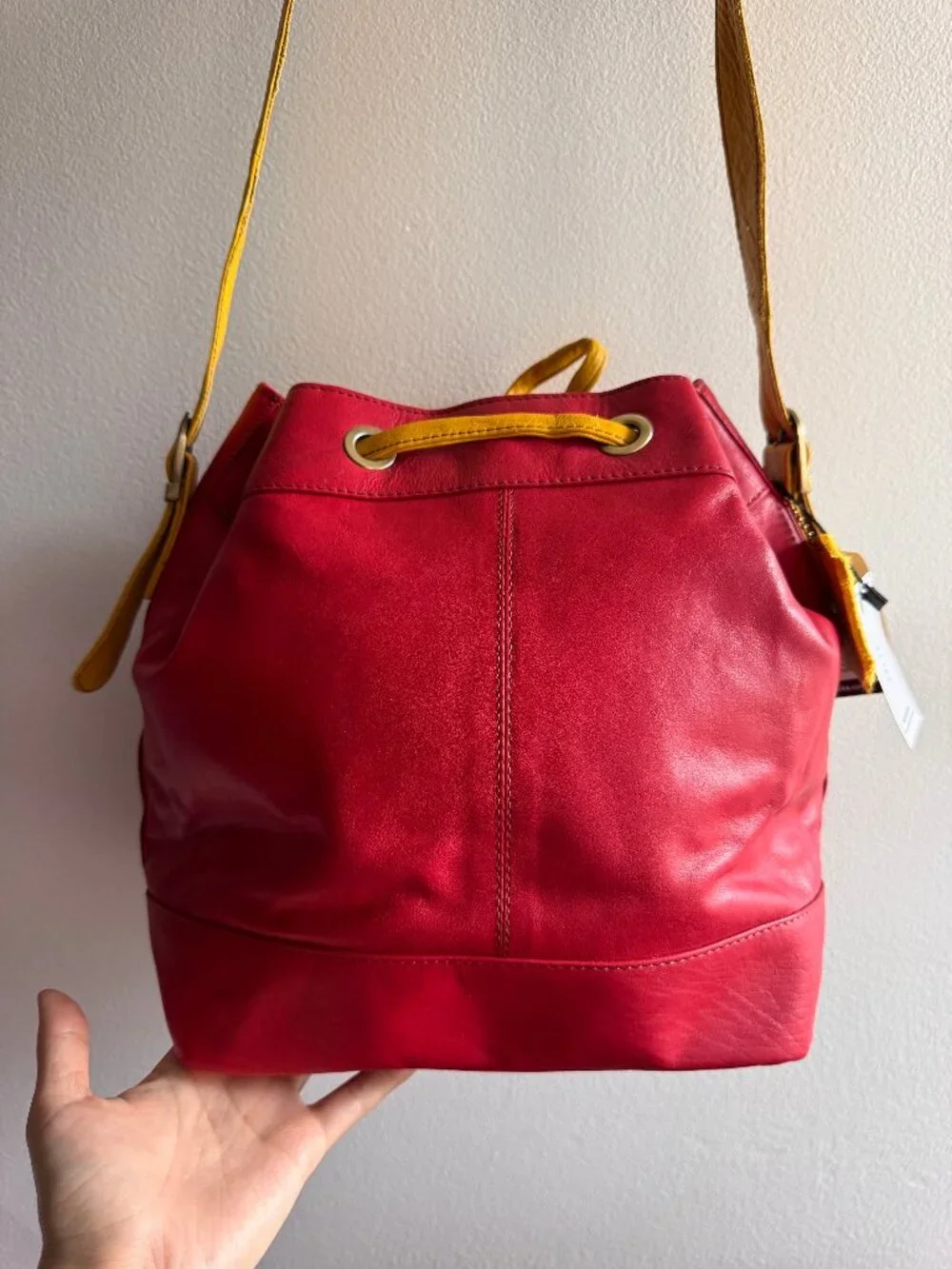 NWT Soruka Giraffe Print Leather Bucket Bag